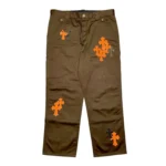 Chrome Hearts Cross Patch Carpenter Jeans Olive Green