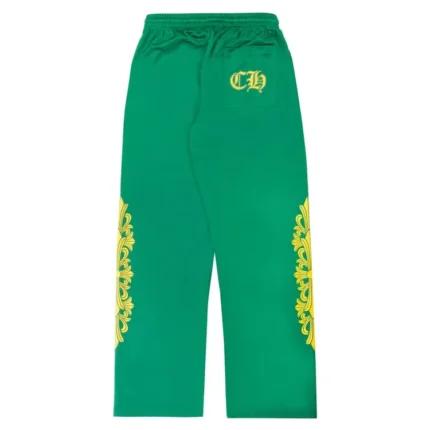 Chrome Hearts Floral Mesh Jersey Pants Green Gold