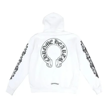 Chrome Hearts Horseshoe Floral Hooded Zip Up Sweatshirt White