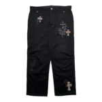 Chrome Hearts Leopard Cross Patch Carpenter Jeans Black