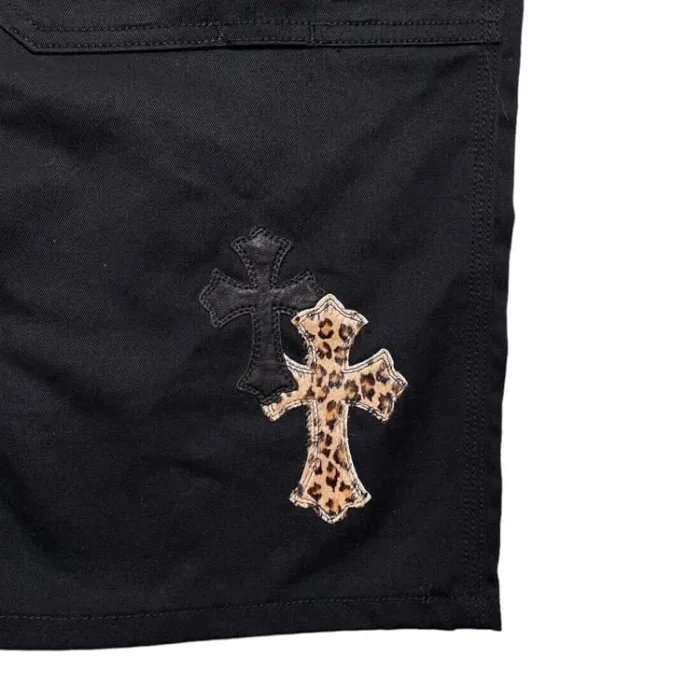 Chrome Hearts Leopard Cross Patch Carpenter Jeans Black