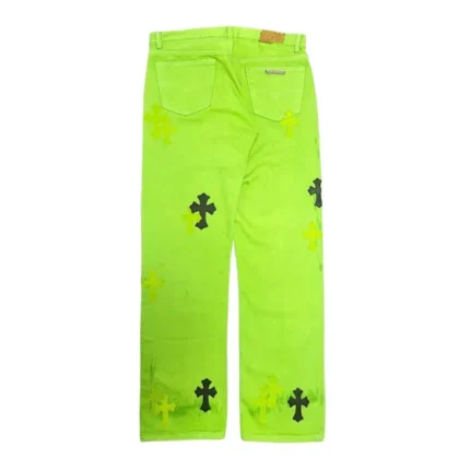 Chrome Hearts Levi's Sex Records Cross Patch Jeans Lime Green