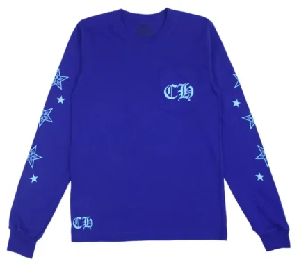 Chrome Hearts Stars CH Pocket Logo Long Sleeve Blue